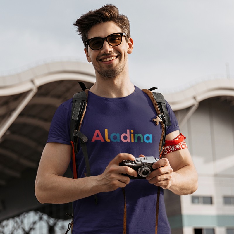 Camiseta solidaria Fundación Aladina hombre azul