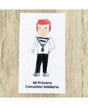 Tarjeta comunión niño Fundación Aladina