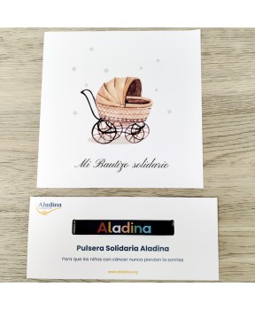 Pulsera con tarjeta bautizos fundación Aladina
